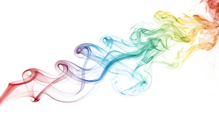 abstract colorful smoke isolated on white background, PNG.
