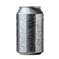 aluminum soda can with water drops isolated on transparent background