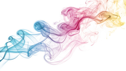 abstract colorful smoke isolated on white background, PNG.