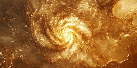 A glowing golden spiral swirling in an abstract background
