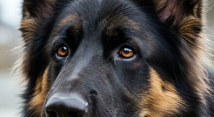 Close-up Portrait of a German Shepherd with Intense Brown Eyes
