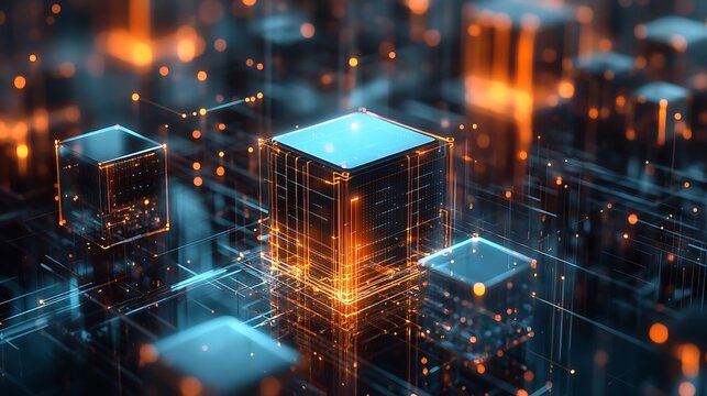 A sleek, modern depiction of quantum computing with advanced processors and abstract data flows.