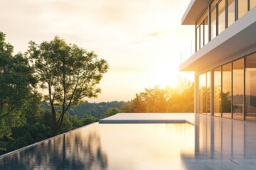 modern home with glass window