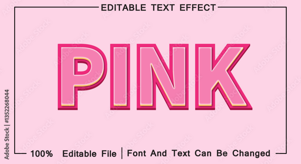 Poster pink text effect editable design editable file. 3d design, text and font can be changed.