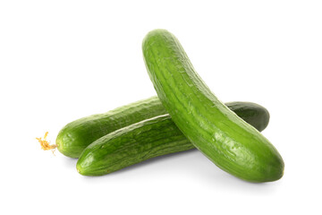 Fresh cucumbers isolated on white background