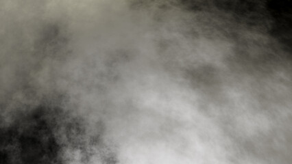 White fog or smoke on black background.	