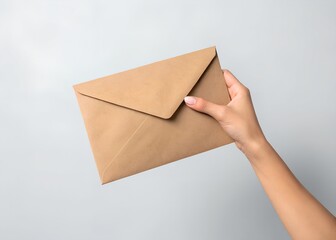 Fototapeta premium Hand Holding Brown Envelope