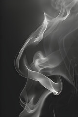 Obraz premium Ethereal Wisp of Smoke: Capturing Tranquility and Mystery in Delicate Tendrils of Smog against a Dark Background