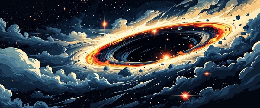 Chaotic blackhole collapse with fragmented starlight and swirling gas clouds