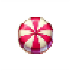 Pixel candy icons. Caramel sweets of various shapes. Delicious lollipops. Sweet joys