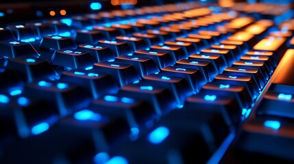 Obraz premium Close-up of illuminated gaming keyboard.