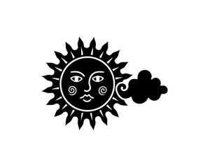 creative details Sun with a Tiny Cloud Passing By Icon vector illustration 