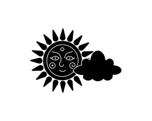 creative details Sun with a Tiny Cloud Passing By Icon vector illustration 