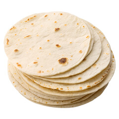 Flour tortilla isolated on transparent background. PNG
