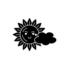 creative details Sun with a Tiny Cloud Passing By Icon vector illustration 