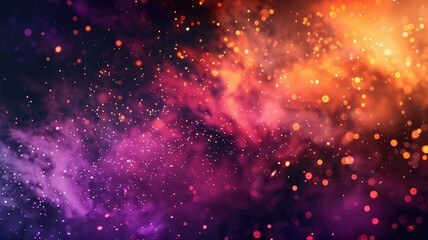 Wonderful picture of colorful light sparkling particles scattered across space background, create abstract bokeh effect perfect for designs that aim to evoke a sense of energetic and fantasy. AIG53.