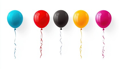 Colorful balloons and ribbons on a white background for celebration or party vector illustration with space