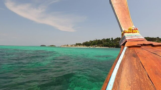 The ship is sailing in the sea , in Koh Lipe Thailand video.