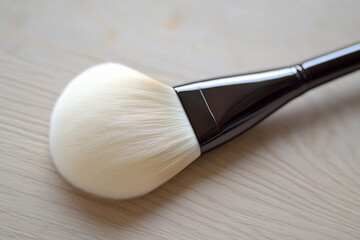 Blending eyeshadow with a fluffy brush during a makeup session at home in the afternoon