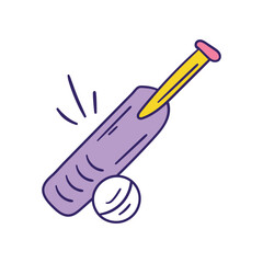 Cricket  color doodle icon with white background vector stock illustration