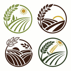 set of green leaves sustainable agricultural vector logo icons