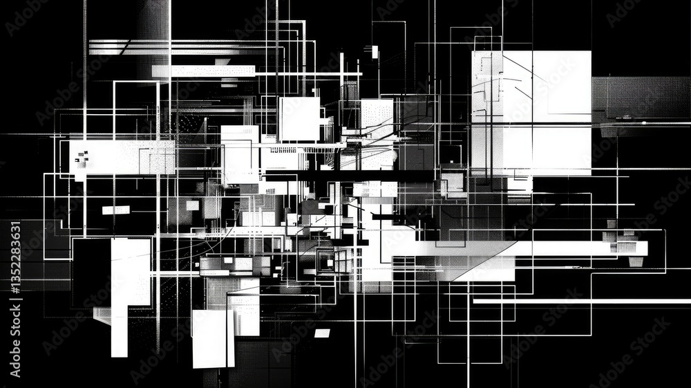 Poster abstract digital shape or line of technological cyber style particle design connect in surreal elect