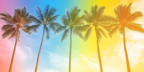 Fototapeta premium Colorful Palm Trees Sky.