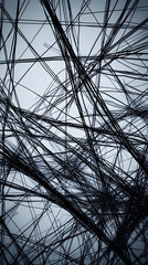 Intricate Network of Crisscrossing Wires Against Minimalist Background Highlighting Connectivity and Interdependence
