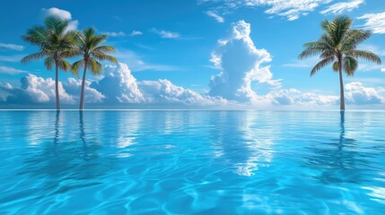 Palm Trees Reflecting in a Calm Ocean