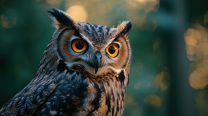 Obraz premium a beautiful owl with big yellow eyes 