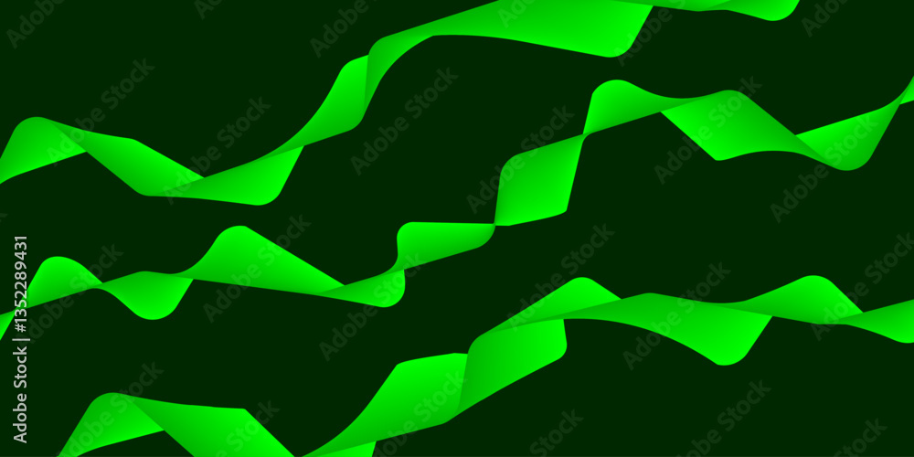 Aufkleber wavy gradient green pattern or sound equalizer background. smooth lines texture created by bend tool