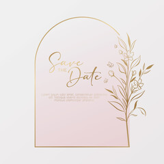 Soft Pink Floral Arch Frame for Elegant Wedding invitation