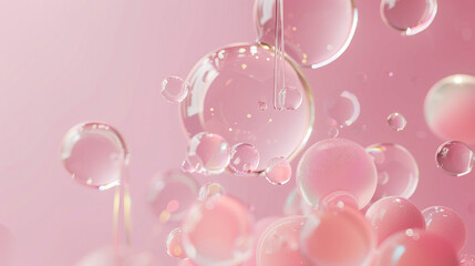 Floating translucent pink bubbles in a soft pastel background.