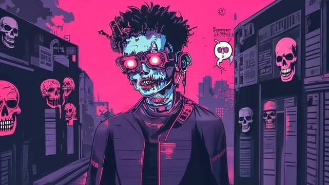 Scary Halloween Vector Illustration of Evil Monster Zombie and Vampire Faces in Dark Red and Black