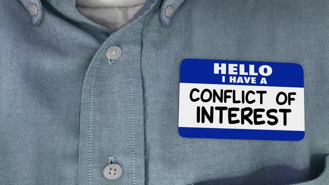 Hello I Have a Conflict of Interest Name Tag Sticker Relationship Employee 3d Animation