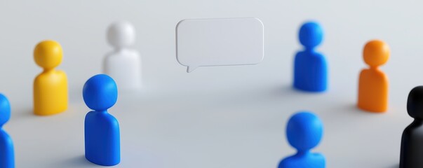 Group discussion on communication strategies office space digital illustration collaborative eye-level engagement