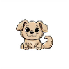 Pixel icons of wonderful cute doggies. Little shaggy puppies. Fun friends for you and your family