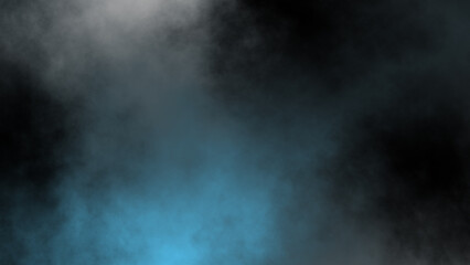 blue fog or smoke on black background.	