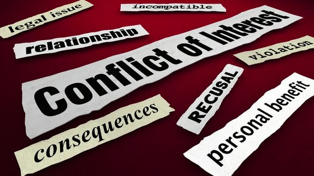 Conflict of Interest News Headlines Investigation Criminal Inappropriate Relationship 3d Animation