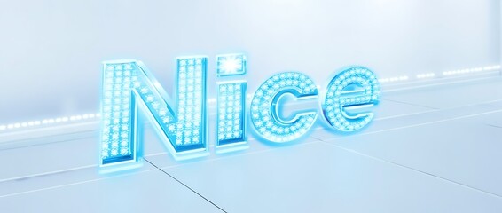 Obraz premium high-tech_futuristic_text_spelling_nice_with_a_glowing_led_effect_set_on_a_white_backdrop
