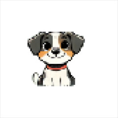 Pixel icons of wonderful cute doggies. Little shaggy puppies. Fun friends for you and your family
