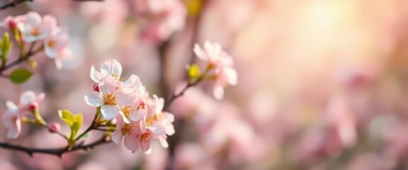 Soft focus spring blossoms, bokeh effect, pastel colors, outdoors, floral