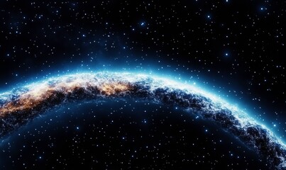 Obraz premium Stunning Cosmic Landscape with Bright Stars and Glowing Nebula Over a Vast Dark Universe, Capturing the Beauty of Outer Space