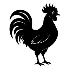 Classic Rooster Silhouette Art in Vector
