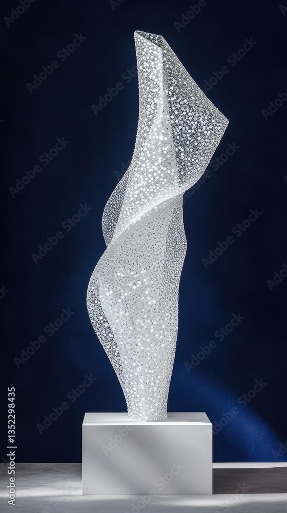 Aufkleber an illuminated sculpture with a flowing and twisting transparent design