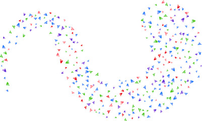 Isolated multicolor confetti triangle vector shiny flying element swirl line