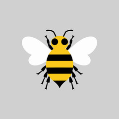 Bee illustration, flat insect, two colors, vector bee design