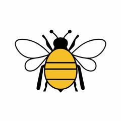 Bee illustration, flat insect, two colors, vector bee design