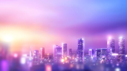 Naklejka premium A city skyline with a purple sky in the background