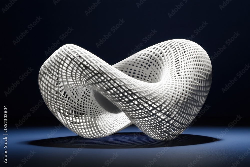 Poster a white latticed sculpture with a looping and twisting shape